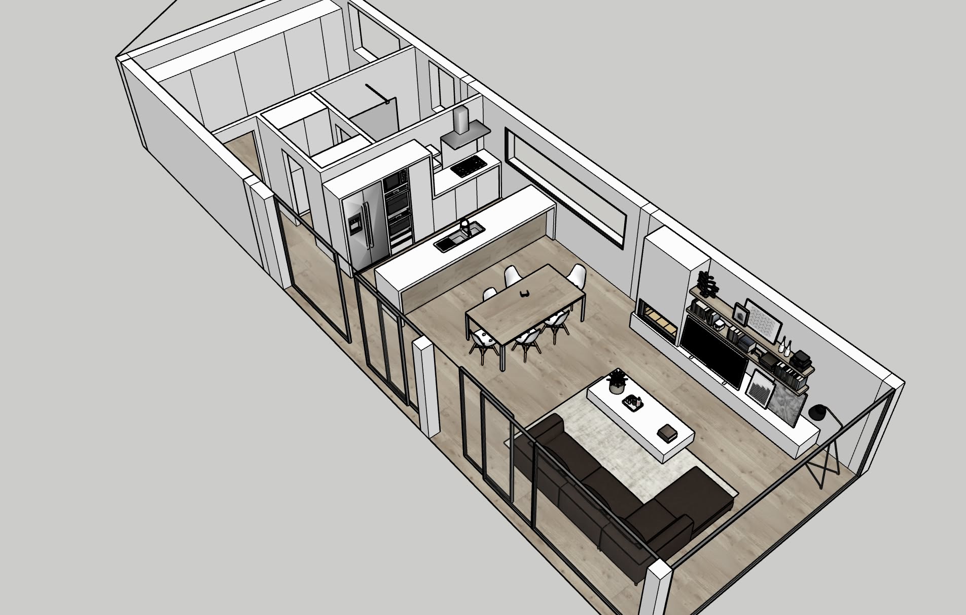 Planta 3D isométrica de apartamento T2